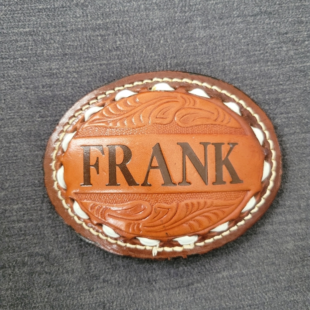Beautiful Artisan Made Leather Belt Buckle "Frank"  Cowboy Belt Buckle
